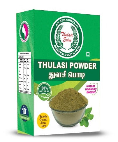 Box of Thulasi Powder with green and white design
