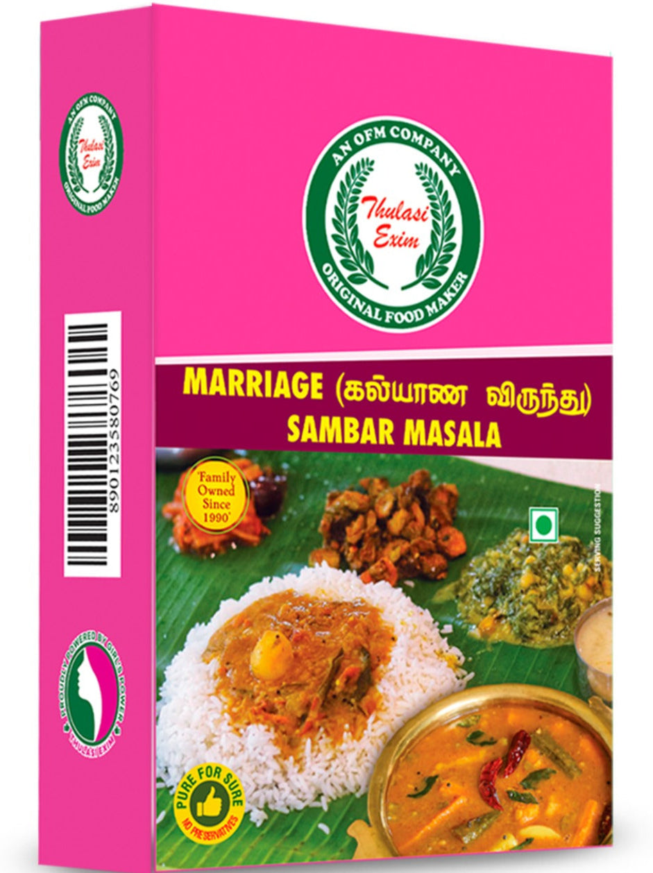 Thulasi_Kalayana_Sambar_Masala_pouch_with_traditional_South_Indian_spices