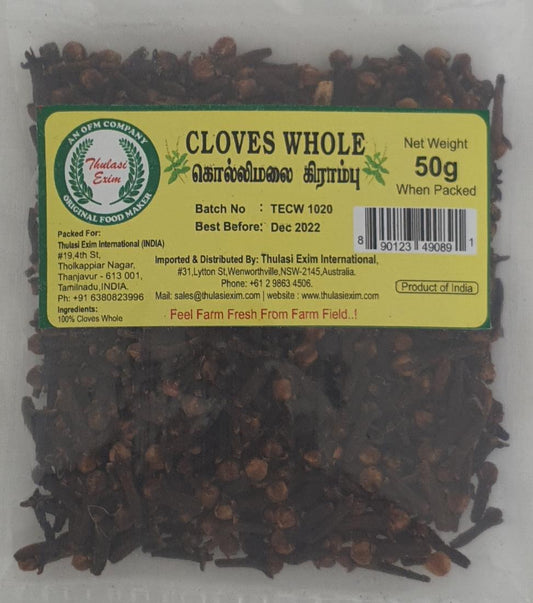Pack of cloves whole with a label on a white background